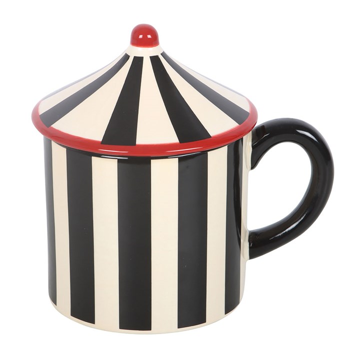 Striped Circus Tent Ceramic Lidded Mug