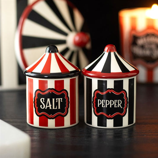 Striped Circus Tent Ceramic Salt & Pepper Shakers