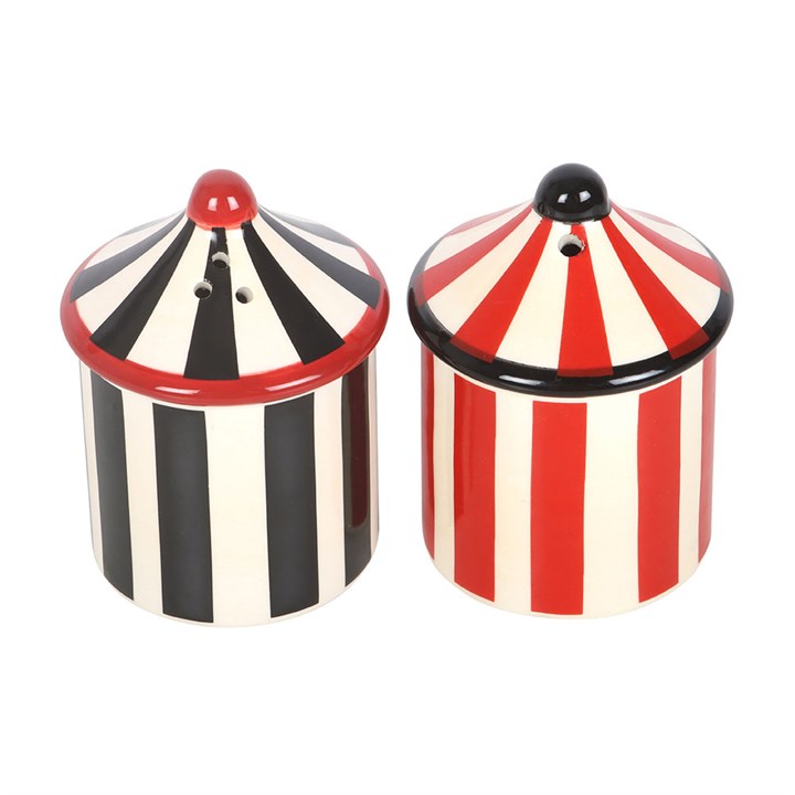 Striped Circus Tent Ceramic Salt & Pepper Shakers