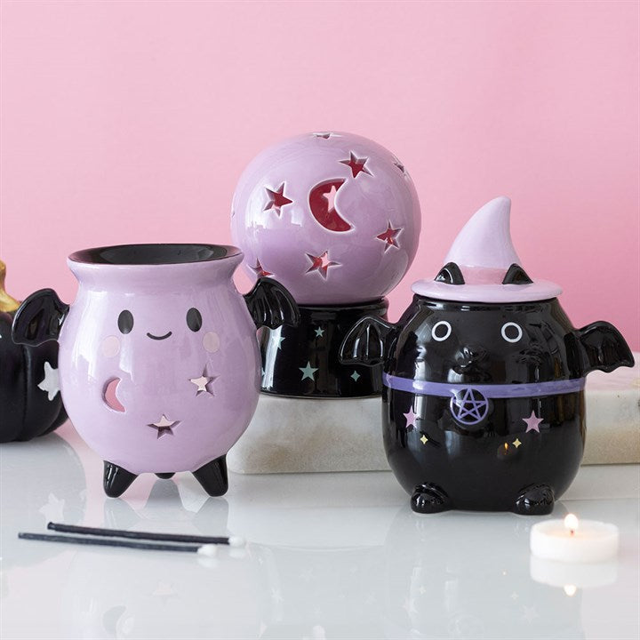 Pastel Bat Brew Cauldron Ceramic Wax Warmer and Oil Burner