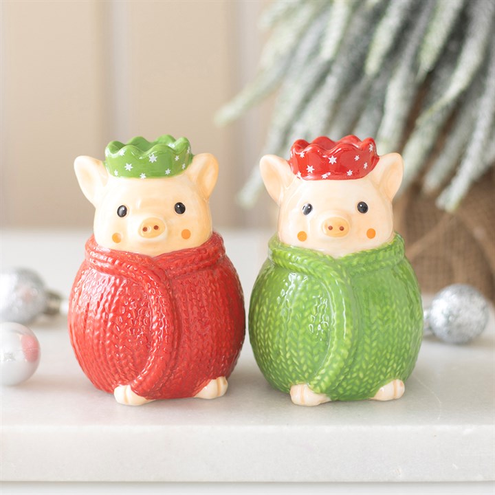 Christmas Pigs in Blankets Ceramic Salt & Pepper Shakers