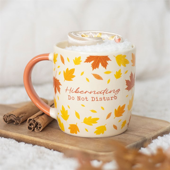Autumn Hibernation Kit - Ceramic Mug, Fluffy Socks & Eye Mask
