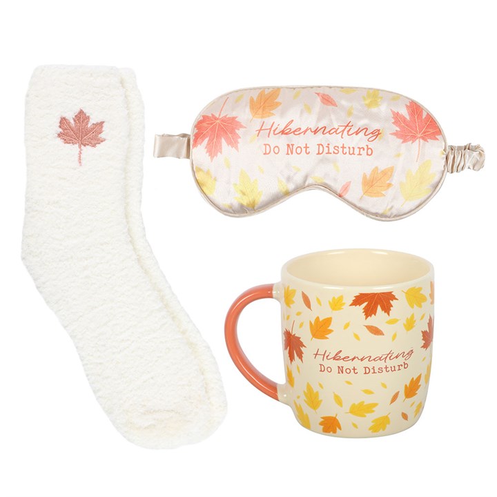 Autumn Hibernation Kit - Ceramic Mug, Fluffy Socks & Eye Mask