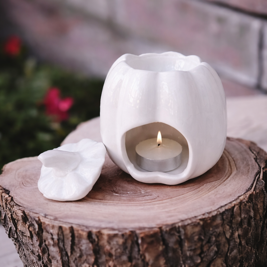 CLEARANCE White Ceramic Pumpkin Wax Warmer