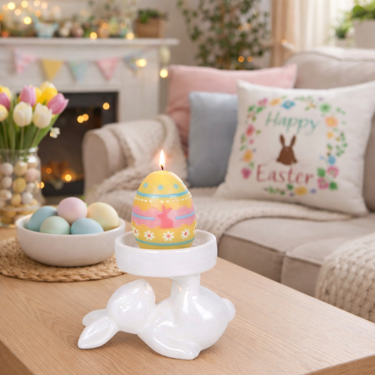 White Bunny Rabbit Ceramic Display Stand