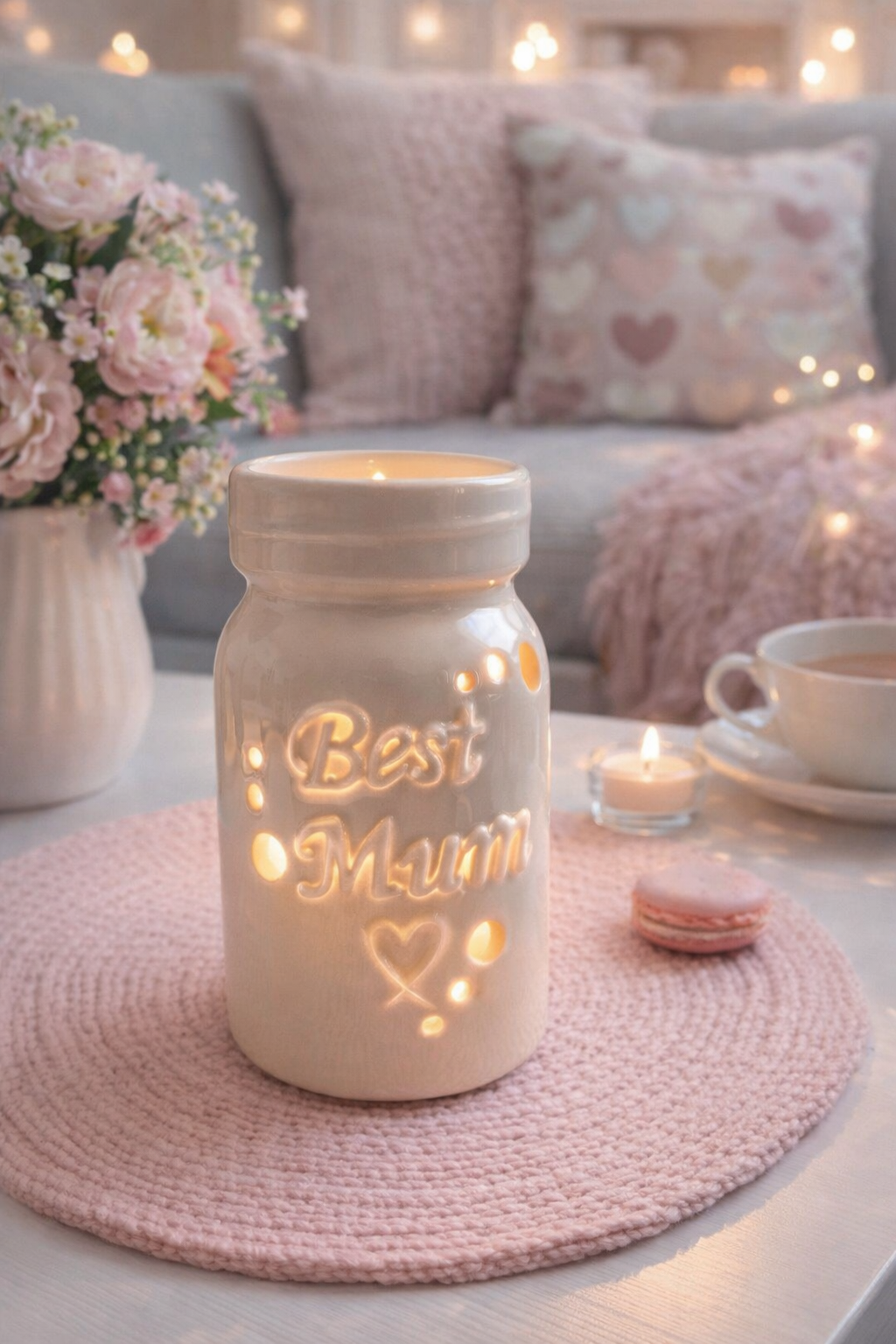 CLEARANCE White Best Mum Ceramic Wax Warmer