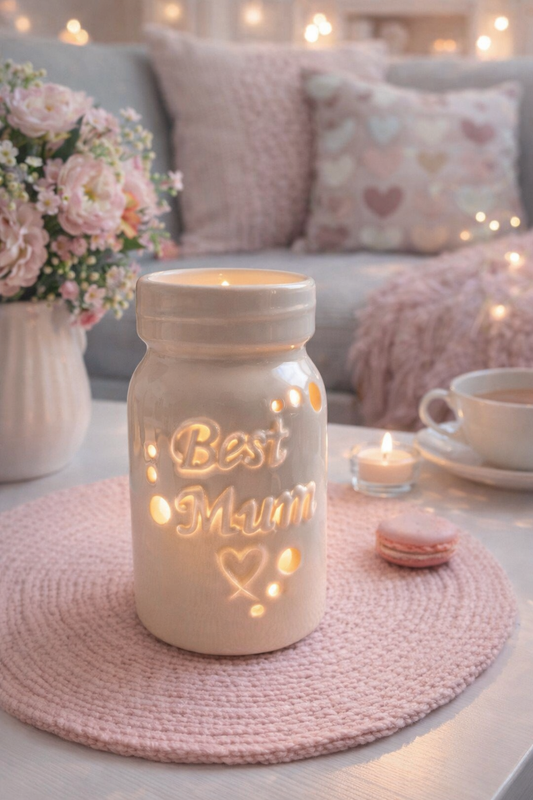 CLEARANCE White Best Mum Ceramic Wax Warmer