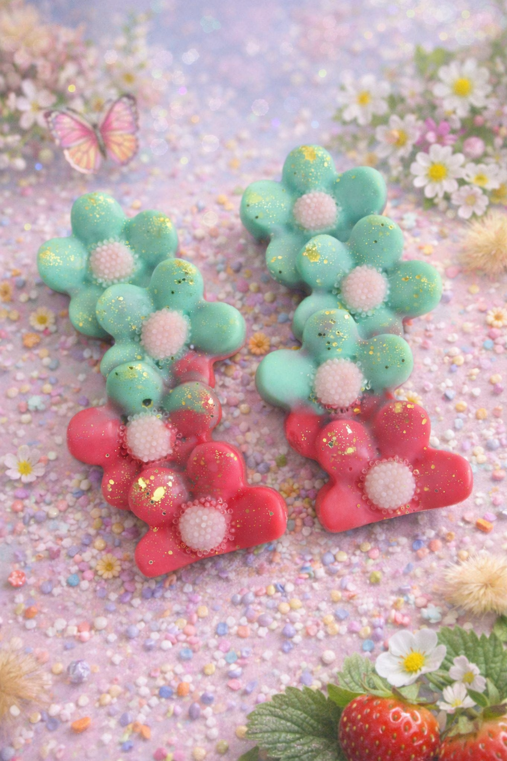 CLEARANCE Minted Strawberry, Flower Stack Wax Melt