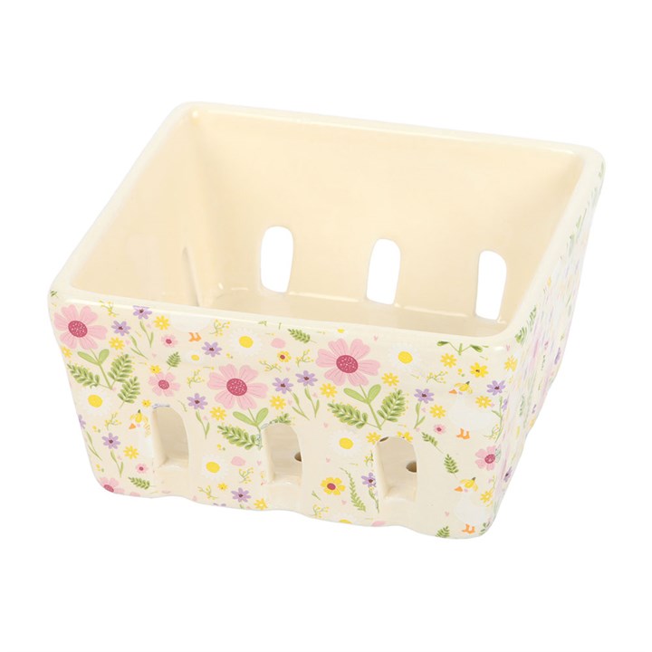 Floral Print Ceramic Berry Basket
