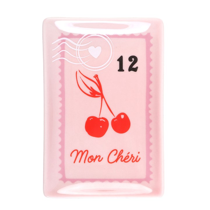 Pink Cherry Postage Stamp Trinket Dish