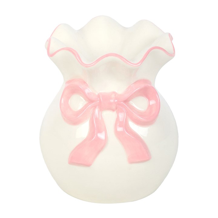 White & Pink Bow Ceramic Wax Warmer