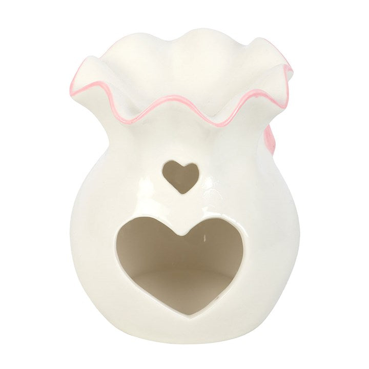 White & Pink Bow Ceramic Wax Warmer