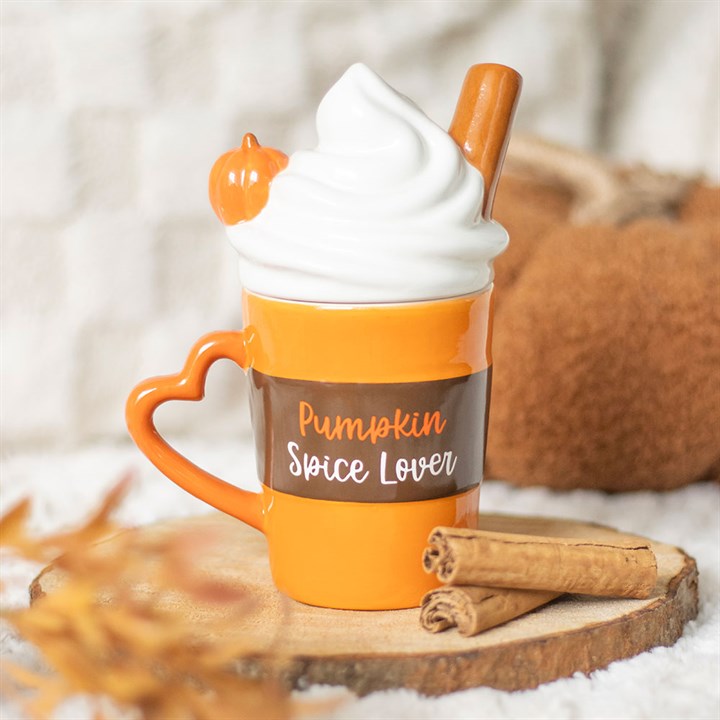 Pumpkin Spice Latte Shaped Lidded Ceramic Mug