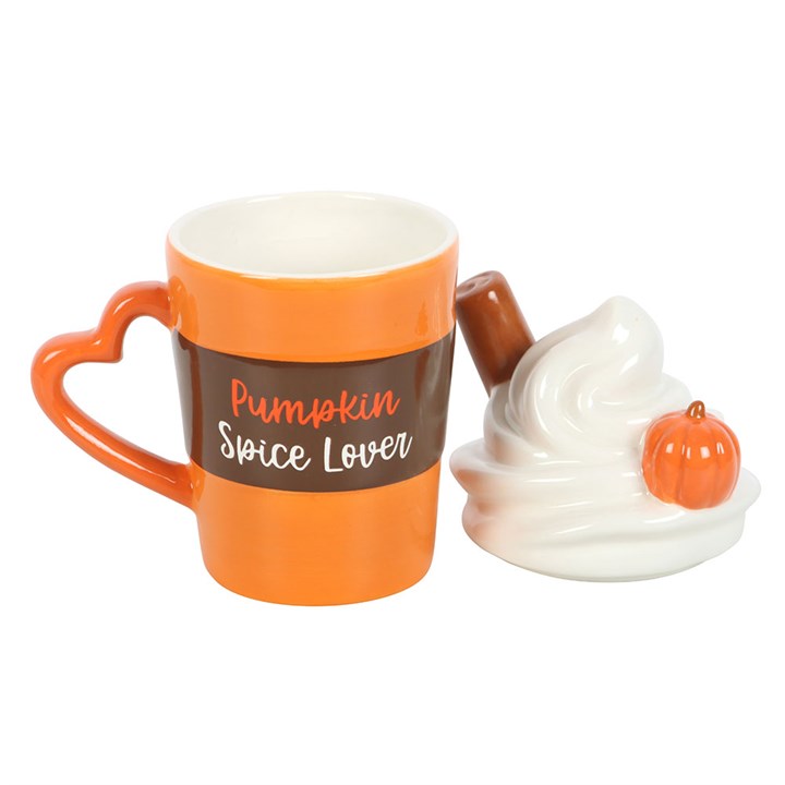 Pumpkin Spice Latte Shaped Lidded Ceramic Mug