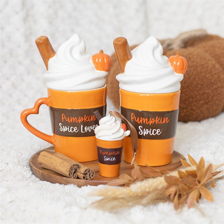 Pumpkin Spice Latte Shaped Lidded Ceramic Mug