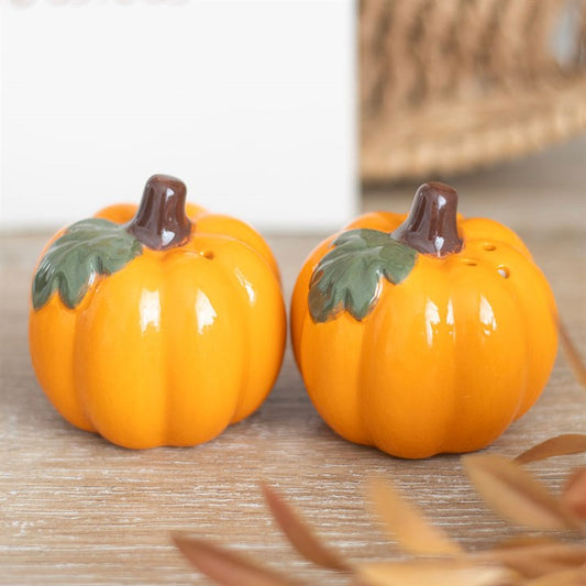 Orange Pumpkin Ceramic Salt & Pepper Shakers