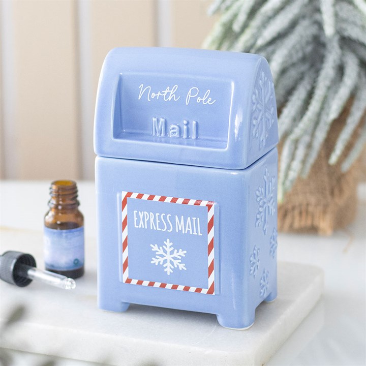 Blue North Pole Postbox Ceramic Wax Warmer