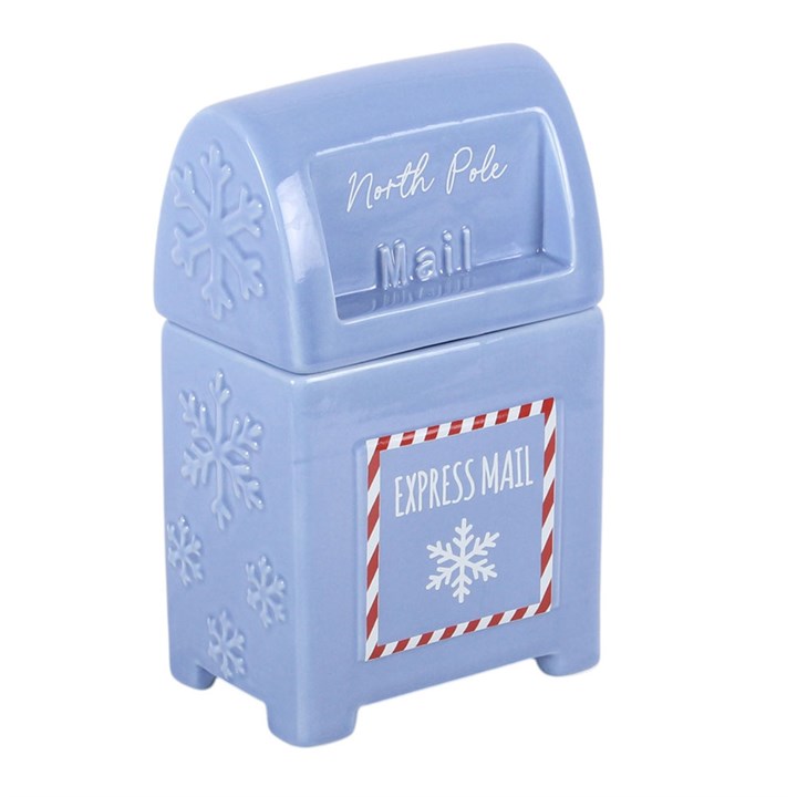 Blue North Pole Postbox Ceramic Wax Warmer