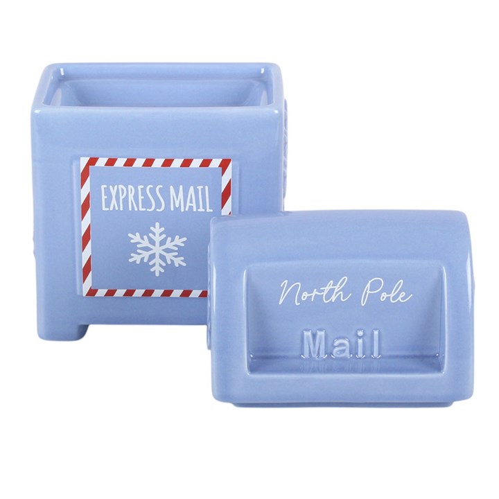 Blue North Pole Postbox Ceramic Wax Warmer
