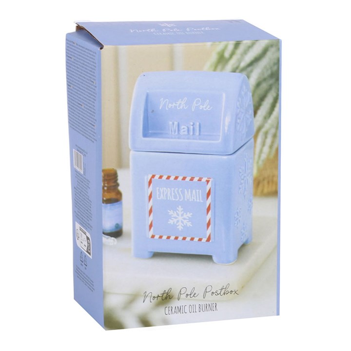 Blue North Pole Postbox Ceramic Wax Warmer