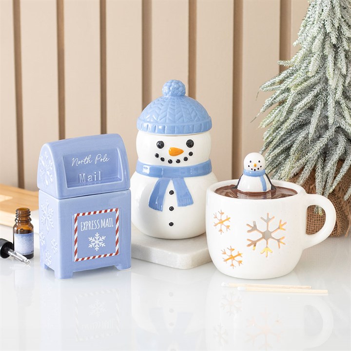 Blue North Pole Postbox Ceramic Wax Warmer