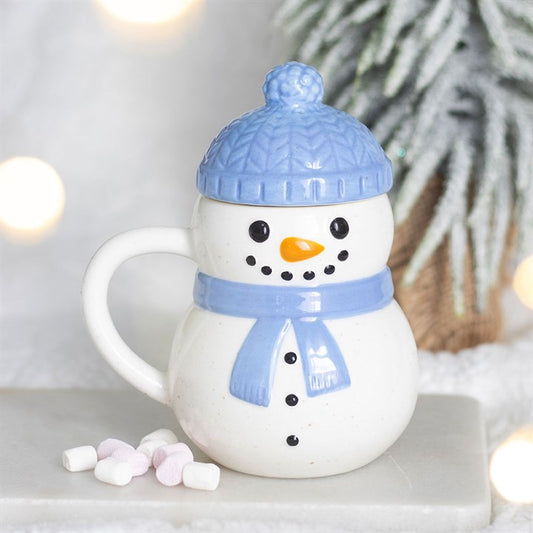 Winter Snowman Ceramic Lidded Mug