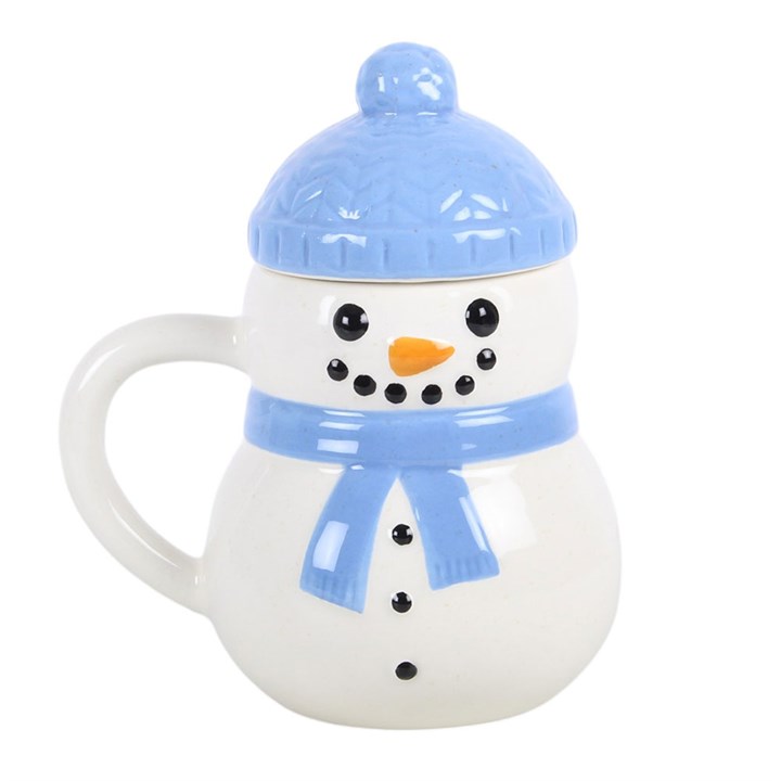 Winter Snowman Ceramic Lidded Mug