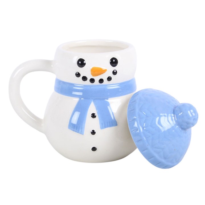Winter Snowman Ceramic Lidded Mug