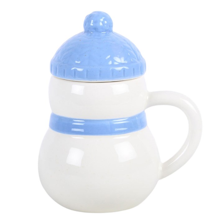 Winter Snowman Ceramic Lidded Mug
