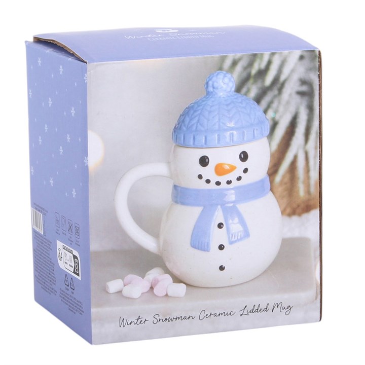 Winter Snowman Ceramic Lidded Mug