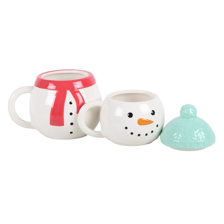 Set of 2 Winter Snowman Ceramic Stacking Mug