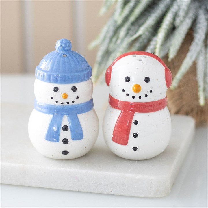 Winter Snowman Ceramic Salt & Pepper Shakers