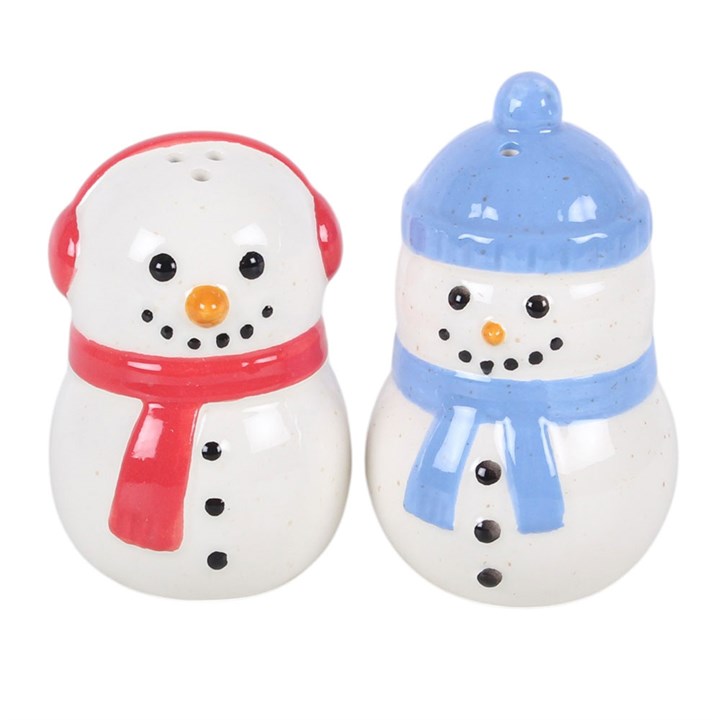 Winter Snowman Ceramic Salt & Pepper Shakers