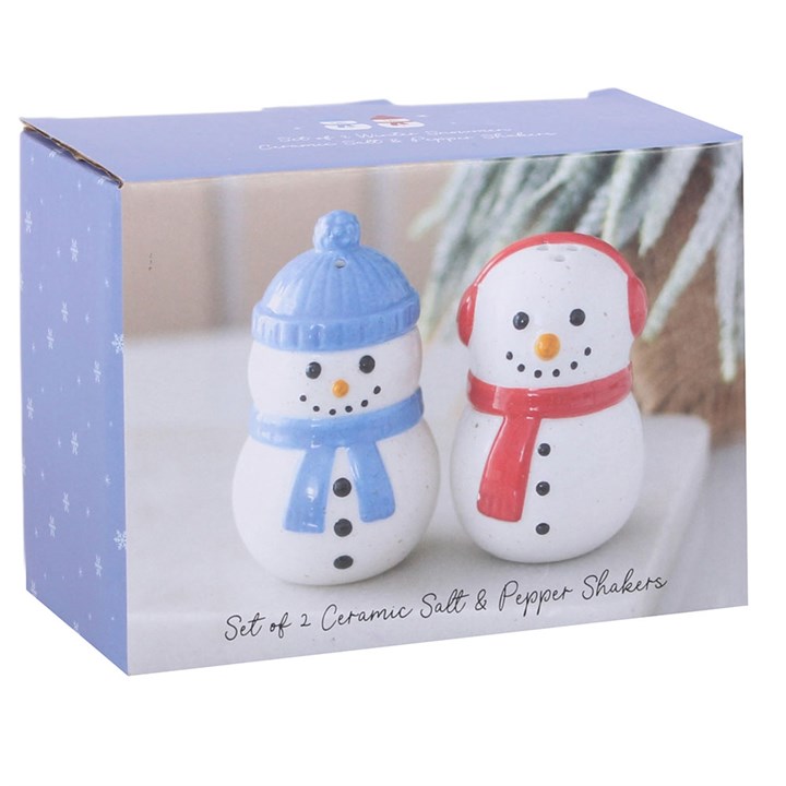 Winter Snowman Ceramic Salt & Pepper Shakers