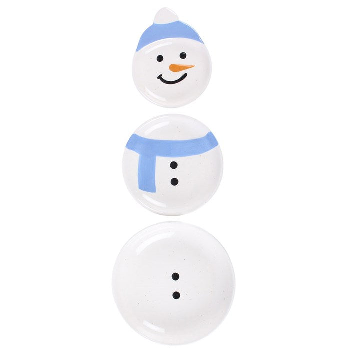 Set of 3 Winter Snowman Ceramic Stacking Bowls