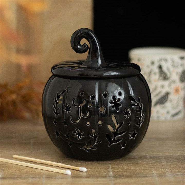 Black Folk Pumpkin Ceramic Wax Warmer