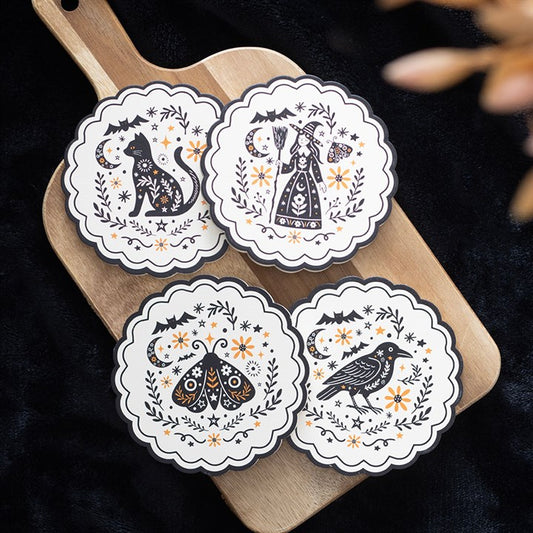 Frightful Folk Wooden Coaster Set of 4