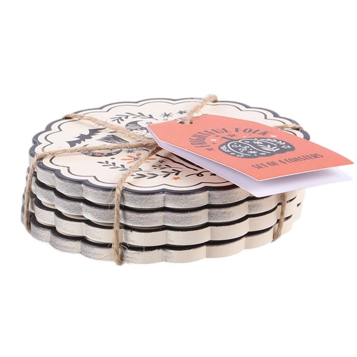 Frightful Folk Wooden Coaster Set of 4