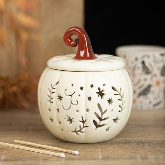 Cream Folk Pumpkin Ceramic Wax Warmer