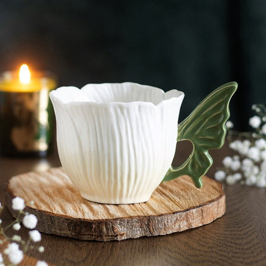 Flower Fairy Wing Ceramic Teacup Mug