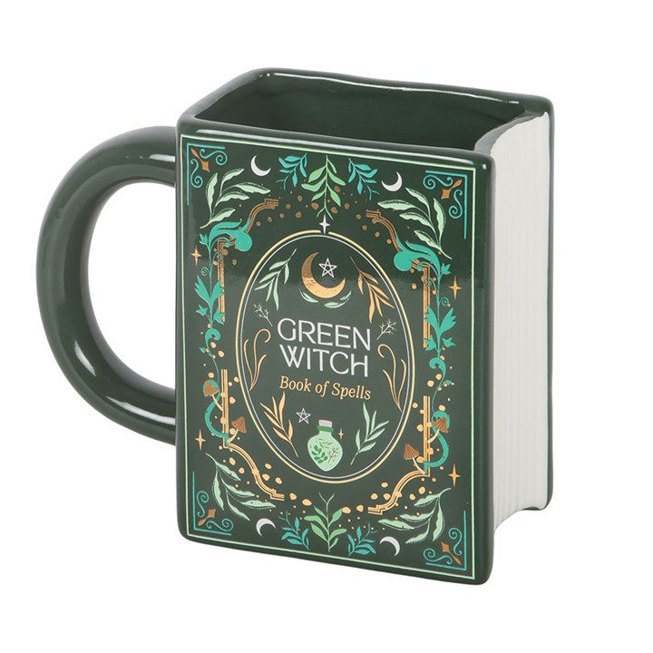 Green Witch Book Shaped Ceramic Mug