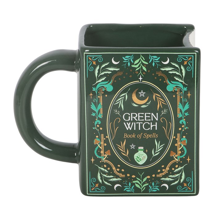 Green Witch Book Shaped Ceramic Mug