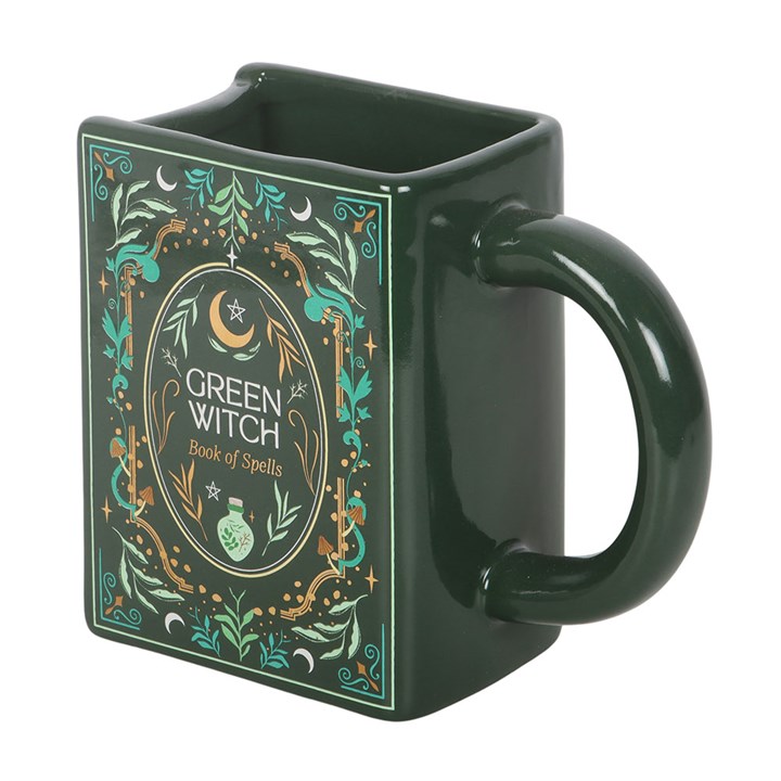 Green Witch Book Shaped Ceramic Mug