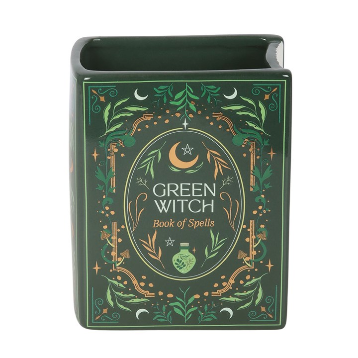 Green Witch Ceramic Book Shaped Flower Vase