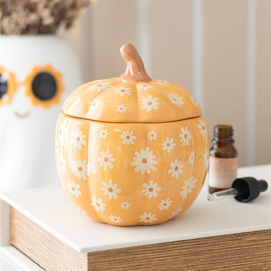 CLEARANCE Groovy Floral Pumpkin Ceramic Wax Warmer