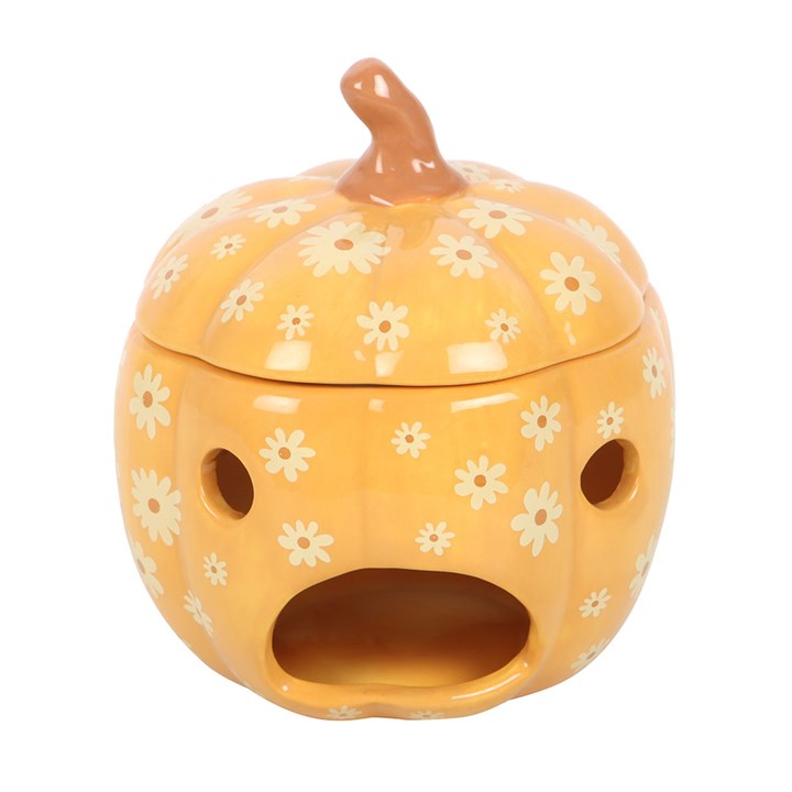 CLEARANCE Groovy Floral Pumpkin Ceramic Wax Warmer