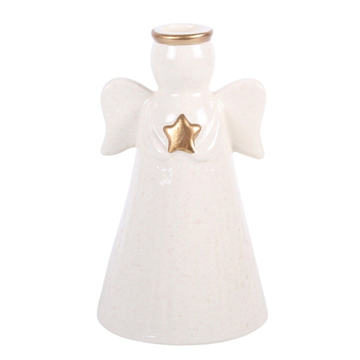 Star Angel Ceramic Taper Candle Holder