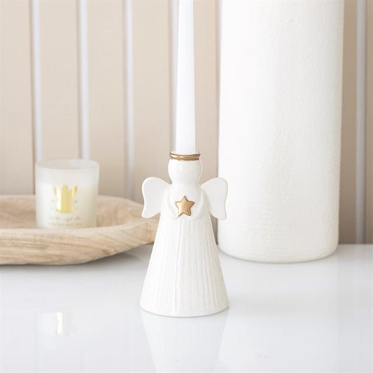 Star Angel Ceramic Taper Candle Holder