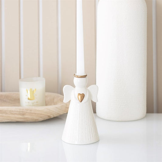 Heart Angel Ceramic Taper Candle Holder