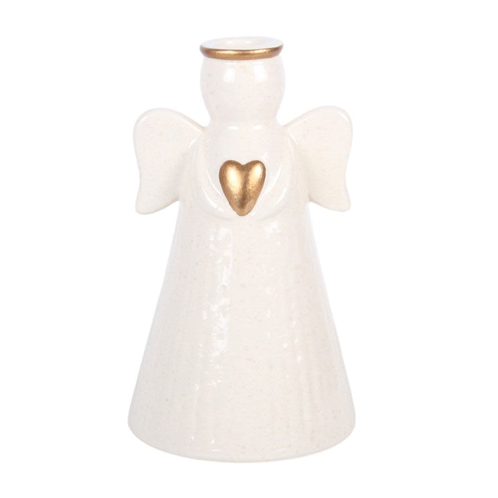 Heart Angel Ceramic Taper Candle Holder